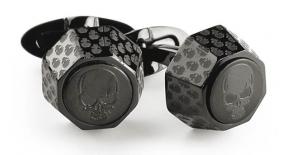 Montegrappa ЗАПОНКИ SKULL СТАЛЬ/ЧЕРНЕНИЕ ВОСЬМИГРАННЫЕ