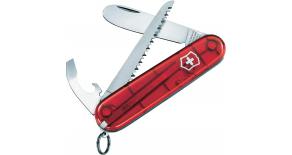 Армейский нож MY FIRST VICTORINOX 84мм. полупрозрачный красный, в комплекте шнурок и цепочка 0.2373.T