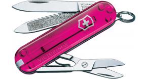 Нож-брелок Victorinox CLASSIC 58 мм. Rose Edition, розовый полупрозрачный 0.6203.T5