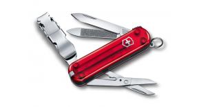 Нож-брелок VICTORINOX NailClip 580, 65 мм, 8 функций, полупрозрачный красный, 0.6463.T