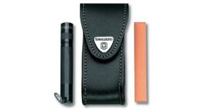 Чехол кожаный черный с застежкой Velkro Victorinox 4.0520.32, для Swiss Army Knives or EcoLine 91 mm, толщина ножа 2-4 уровня