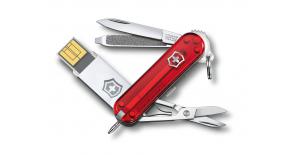 Нож-брелок Victorinox@work USB 32GB 58 мм красный полупрозрачный 4.6125.TG32B
