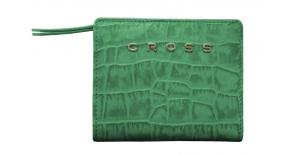 Кошелёк Cross Bebe Coco, кожа наппа фактурная, цвет зелёный/рыжий, 11,2 х 9,4 х 2 см