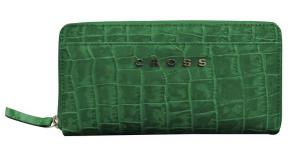 Кошелёк Cross Bebe Coco, кожа наппа фактурная, цвет зелёный/рыжий, 18,8 х 10,2 х 1,5 см