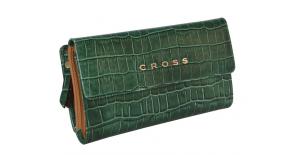 Кошелёк Cross Bebe Coco, кожа наппа фактурная, цвет зелёный/рыжий, 19,5 х 10,5 х 3 см