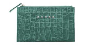 Клатч мини Cross Bebe Coco, кожа наппа фактурная, цвет зелёный/рыжий, 21 х 15 х 1 см