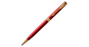 Тонкая шариковая ручка Parker 1931477 Essential Sonnet Laque Red GT. Цвет письма- черный, линия письма – средняя, в подарочной упаковке