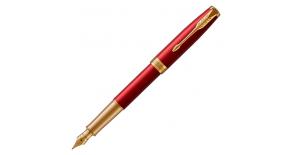 Ручка перьевая Parker 1931478 Essential Sonnet Laque Red GT. Линия письма – тонкая, перо 18К, в подарочной упаковке