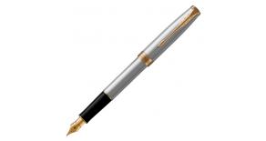 Ручка перьевая Parker 1931504 Essential Sonnet Stainless Steel GT. Линия письма – тонкая,  в подарочной упаковке