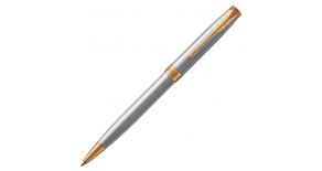 Шариковая ручка Parker 1931507 Essential Sonnet Stainless Steel GT. Цвет письма-черный, линия письма – средняя,  в подарочной упаковке