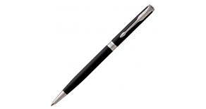 Тонкая шариковая ручка Parker 1931525 Essential Sonnet Matte Black CT. Цвет письма-черный, линия письма – средняя,  в подарочной упаковке