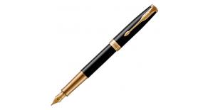 Ручка перьевая Parker 1931527 Essential Sonnet Laque Black GT. Линия письма – тонкая, перо 18К, в подарочной упаковке
