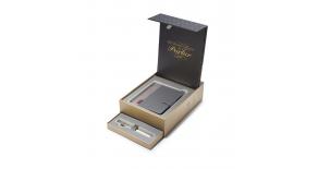 Подарочный набор Parker 1978406: 1931547 Ручка перьевая Parker PREMIUM Sonnet Metal & Pearl CT, блокнот 10,5*14,5см, листы в линейку и органайзер 13*16см*РАСПРОДАЖА*