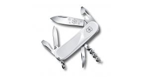 Нож перочинный Victorinox Evolution White Christmas 2016, 85 мм, 13 функций, лезвие и инструменты из нержавеющей стали, пластиковая рукоять белого цвета