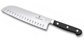 Нож сантоку Victorinox кованый, рифлёное лезвие 17 см, чёрная рукоять 7.7223.17