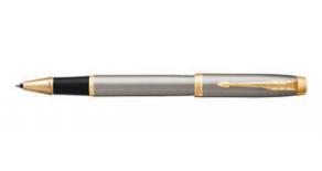 Ручка роллер Parker IM Core T321 (1931663) Brushed Metal GT F черные чернила подар.кор.