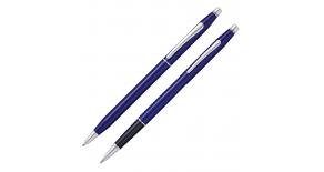Набор Cross Classic Century Translucent Blue Lacquer: шариковая ручка и ручка-роллер, цвет - синий