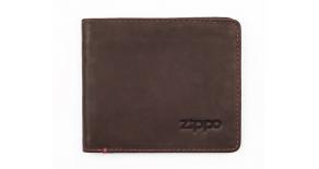 Портмоне ZIPPO, коричневое, натуральная кожа, 11x1,2x10 см