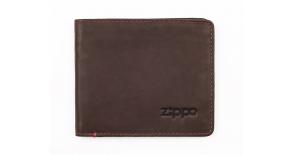 Портмоне ZIPPO, коричневое, натуральная кожа, 11x1,5x10 см