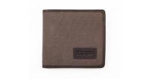 Портмоне ZIPPO, коричневое, натуральная кожа / холщовая ткань, 11x1,5x10,5 см
