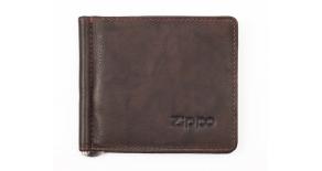 Зажим для денег ZIPPO, коричневый, натуральная кожа, 10,5x1x9 см