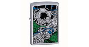 Зажигалка ZIPPO Soccer Street Chrome, латунь с ник.-хром. покрыт.,серебр.,матовая, 36х56х12 мм
