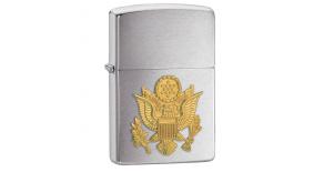 Зажигалка ZIPPO U.S. Army с покрытием Brushed Chrome, латунь/сталь, серебристая, 36x12x56 мм