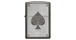 Зажигалка ZIPPO Classic с покрытием Black Ice ®, латунь/сталь, чёрная, глянцевая, 36x12x56 мм