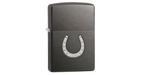 Зажигалка ZIPPO Horeshoe, латунь с покрытием Gray Dusk, серая, матовая, 36х12x56 мм