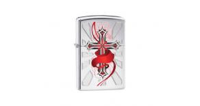 Зажигалка ZIPPO Cross, латунь с покрытием High Polish Chrome, серебристый, глянцевая, 36х12x56 мм