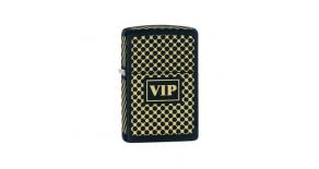 Зажигалка ZIPPO VIP, латунь с порошковым покрытием, чёрный с нанесением, матовая, 36х12x56 мм
