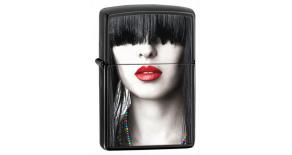 Зажигалка ZIPPO Red Lips, латунь с покрытием Ebony™, чёрная, глянцевая, 36х56х12 мм