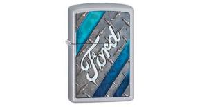 Зажигалка ZIPPO Ford, латунь с покрытием Satin Chrome™, серебристый, матовая, 36х12x56 мм