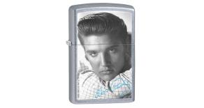 Зажигалка ZIPPO Elvis®, латунь с покрытием Street Chrome™, серебристая, матовая, 36х12x56 мм
