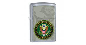 Зажигалка ZIPPO US Army, латунь с покрытием Street Chrome™, серебристый, матовая, 36х12x56 мм