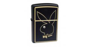 Зажигалка ZIPPO Playboy с покрытием Black Matte, латунь/сталь, чёрная, матовая, 36x12x56 мм