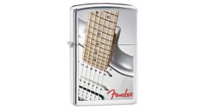 Зажигалка ZIPPO Fender с покрытием High Polish Chrome, латунь/сталь, серебристая, 36x12x56 мм
