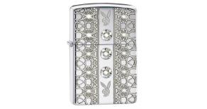 Зажигалка ZIPPO Playboy с покрытием Brushed Chrome, латунь/сталь, серебристая, матовая, 36x12x56 мм