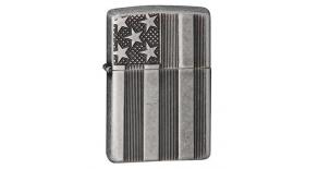 Зажигалка ZIPPO Armor™ с покрытием Antique Silver Plate™, латунь/сталь, серая, матовая, 36x12x56 мм