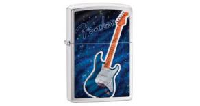 Зажигалка ZIPPO Fender с покрытием Brushed Chrome, латунь/сталь, серебристая, матовая, 36x12x56 мм