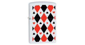 Зажигалка ZIPPO 214 Poker Patterns с покрытием White Matte, латунь/сталь, белая, 36x12x56 мм