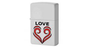 Зажигалка ZIPPO 214 Love Theme с покрытием White Matte, латунь/сталь, белая, матовая, 36x12x56 мм