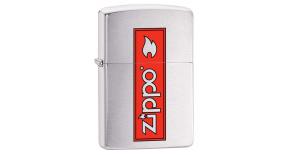 Зажигалка ZIPPO 200 Zippo Logo с покрытием Brushed Chrome, латунь/сталь, серебристая, 36x12x56 мм