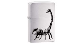 Зажигалка ZIPPO 200 Scorpion с покрытием Brushed Chrome, латунь/сталь, серебристая, 36x12x56 мм