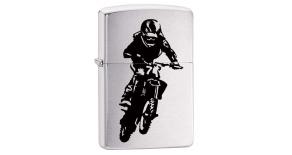 Зажигалка ZIPPO 200 Motorcross Rider с покрытием Brushed Chrome, латунь/сталь, матовая, 36x12x56 мм