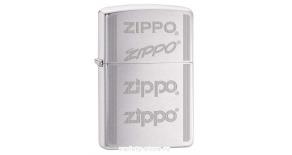 Зажигалка ZIPPO 200 Zippo Logo с покрытием Brushed Chrome, латунь/сталь, серебристая, 36x12x56 мм