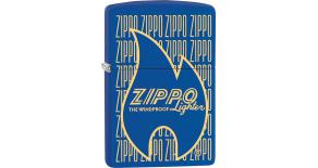 Зажигалка ZIPPO 229 Zippo Logo Variation с покрытием Blue Matte, латунь/сталь, синяя, 36x12x56 мм