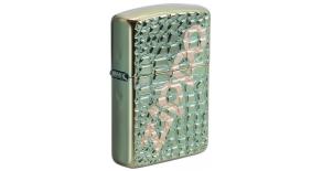 Зажигалка ZIPPO Armor™ с покрытием Chameleon™, латунь/сталь, зелёная, глянцевая, 36x12x56 мм