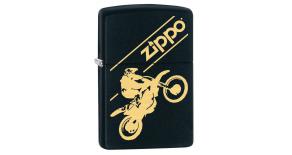 Зажигалка ZIPPO Moto Cross с покрытием Black Matte, латунь/сталь, чёрная, матовая, 36x12x56 мм