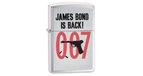 Зажигалка ZIPPO James Bond с покрытием Brushed Chrome, латунь/сталь, серебристая, 36x12x56 мм